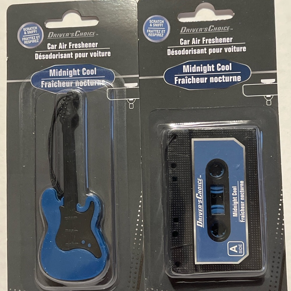 Driver’s Choice Car Air Fresheners 2-Pack – Midnight Cool Guitar & Cassette New